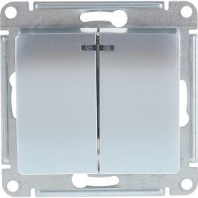 2-клавишный выключатель Schneider Electric GLOSSA с подсветкой, 10АХ, АЛЮМИНИЙ GSL000353 (артикул 16314124) – фото 1