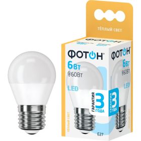 Светодиодная лампа ФОТОН LED P45 6W E27 3000K 22817 (артикул 15941038) – фото 1