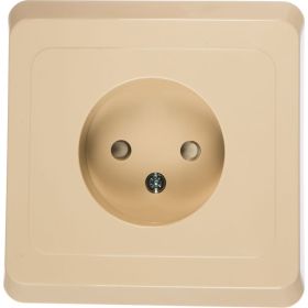 1-местная розетка Schneider Electric СП Этюд 16А без заземления, защитные шторки, крем SchE PC16-002K (артикул 15170207) – фото 1