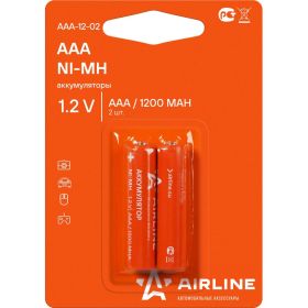 Аккумуляторные батарейки Airline AAA, HR03, Ni-Mh, 1200 mAh, 2шт. AAA-12-02 (артикул 15983152) – фото 1