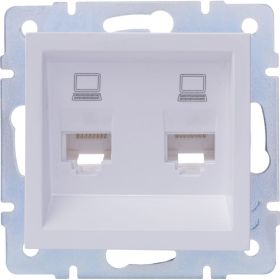 Двойная компьютерная розетка Lezard VESNA белая 742-0288-141 (артикул 22743549) – фото 1
