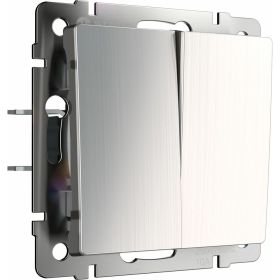Двухклавишный проходной выключатель WERKEL W1122002 глянцевый никель a051085 (артикул 23164353) – фото 1