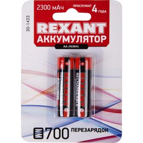 Пальчиковый аккумулятор REXANT NiMH AA 1.2 В 2300 мАч 2 шт 30-1423 (артикул 20861373) – фото 1