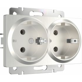 Двойная розетка WERKEL W1172013 с заземлением перламутровый рифленый a051175 (артикул 22951875) – фото 1