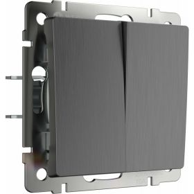 Двухклавишный выключатель WERKEL проходной графит рифленый W1122004 a050760 (артикул 16074348) – фото 1