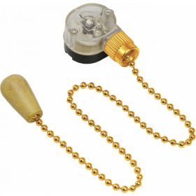 Выключатель для бра REXANT с цепочкой 270 мм и деревянным наконечником Gold 10 шт 32-0106 (артикул 20925795) – фото 1