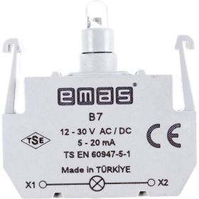 Блок-контакт подсветки Emas B7 с синим светодиодом, серия B, 12-30 В AC/DC B7 (артикул 16294343) – фото 1