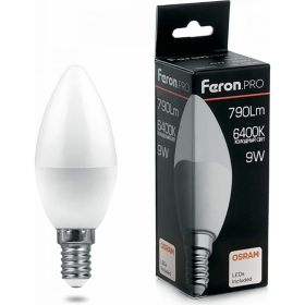 Светодиодная лампа FERON PRO LB-1309 Свеча E14 9W 6400K OSRAM LED 38061 (артикул 16233583) – фото 1