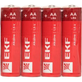 Алкалиновая батарейка EKF типа АА(LR6) шринк 4шт. LR6-SR4 (артикул 23091945) – фото 1