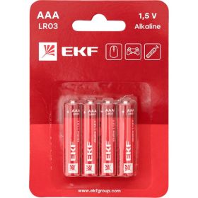 Алкалиновая батарейка EKF типа ААА(LR03) блистер 4шт. LR03-BL4 (артикул 23087133) – фото 1