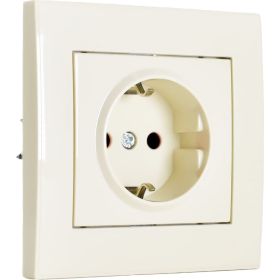 Розетка LEZARD RAIN с защитой от детей, керамика, крем 703-0303-124 (артикул 16027996) – фото 1