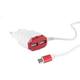 СЗУ Red Line 2 USB+MicroUSB модель NC-2.1AC, 2.1A, красный УТ000013617 (артикул 17279382) – фото 1