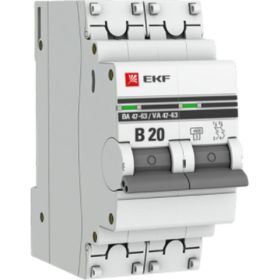 Автоматический выключатель EKF PROxima ВА 47-63 2P, 20А, 4,5kA, SQ mcb4763-2-20B-pro (артикул 16208833) – фото 1