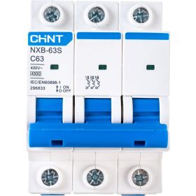 Автоматический выключатель CHINT NXB-63S 3P 63А 4.5kA характеристика C R 296833 (артикул 17925505) – фото 1
