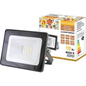 Светодиодный прожектор TDM СДО-04-010Н 10 Вт, 4000 К, IP65, серый, Народный SQ0336-0280 (артикул 18153037) – фото 1