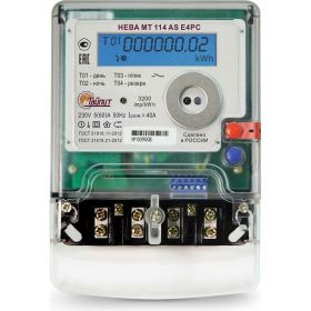 Счетчик электроэнергии ТАЙПИТ НЕВА МТ 114 E4PC 5(60) 6082705 (артикул 23539509) – фото 1
