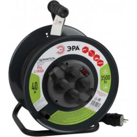 Силовой удлинитель ЭРА RMx-4es-3x1.5-40m-IP44(KG) на металлической катушке c заземлением 4 розетки 40м КГ 3х1.5мм2, Б0046848 (артикул 16140280) – фото 1