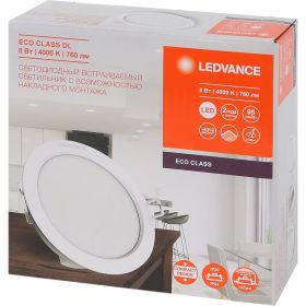 Светодиодный светильник даунлайт LEDVANCE ECOCLASS DL 8W 840 WT IP44 10x1RETRU LEDV 4058075656611 (артикул 21806584) – фото 1
