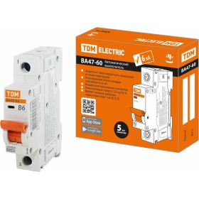 Автоматический выключатель TDM ВА47-60 1Р 6А 6кА характеристика В SQ0223-0008 (артикул 20750505) – фото 1