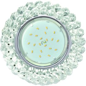 Светильник Ecola GX53 H4 5341 Glass круглый с хрусталиками, прозрачный, хром 56x120 FW53RYECB (артикул 17134381) – фото 1