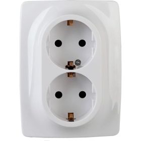 Розетка ЭРА ЭРА12 А200801 2x2PE Schuko со шторками, 16АХ250В, 2, AlC Б0038588 (артикул 16134995) – фото 1