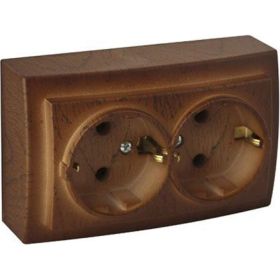 Розетка NILSON 2ОП з/к орех Themis wood 26271025 (артикул 16352299) – фото 1