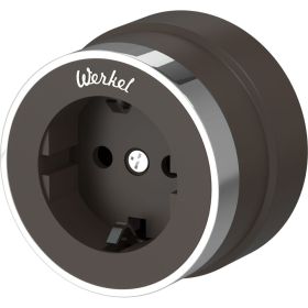 Розетка с заземлением WERKEL W5871052/ Vintage (мокко матовый/хром) a055927 (артикул 22051474) – фото 1
