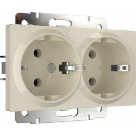 Двойная розетка WERKEL W1172003 с заземлением, слоновая кость a051465 (артикул 22952037) – фото 1