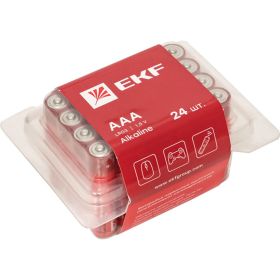 Алкалиновая батарейка EKF типа ААА(LR03) пластиковый бокс 24шт. LR03-BOX24 (артикул 23090799) – фото 1