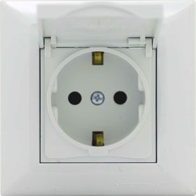 Одинарная розетка Vesta Electric Roma с заземлением с крышкой FRZ00010103BEL (артикул 23300511) – фото 1