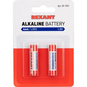 Алкалиновая батарейка REXANT AAA, LR03 2 шт 30-1052 (артикул 20899791) – фото 1