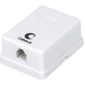 Одинарная внешняя телефонная розетка RJ-12(6P4C) Cabeus белая WS-6P4C-TEL-1 (артикул 26008289) – фото 1