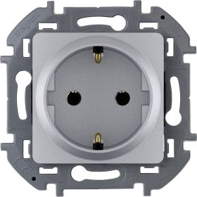 Розетка Legrand 2К+З - немецкий стандарт - 16 А - 250 В - INSPIRIA - алюминий 673722 (артикул 20964747) – фото 1