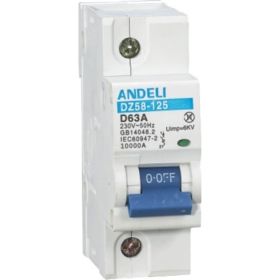 Автоматический выключатель ANDELI DZ58-125 1P 80A х-ка 8-12In ADL01-632 (артикул 16086996) – фото 1