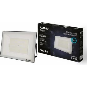 Светодиодный прожектор RITTER серия PROFI 230В 200 Вт 6500К 20000Лм IP65 черный 53412 3 (артикул 23833965) – фото 1