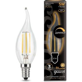 Лампа Gauss LED Filament Свеча на ветру dimmable E14 5W 420lm 2700K 104801105-D (артикул 15869284) – фото 1