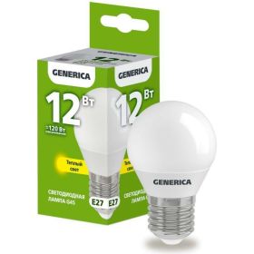 Светодиодная лампа GENERICA G45 шар 12Вт 230В 3000К E27 LL-G45-12-230-30-E27-G (артикул 25127943) – фото 1