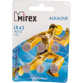 Батарея Mirex, щелочная AG12 / LR43 1,5V 6 шт ecopack 23702-LR43-E6 (артикул 17275842) – фото 1