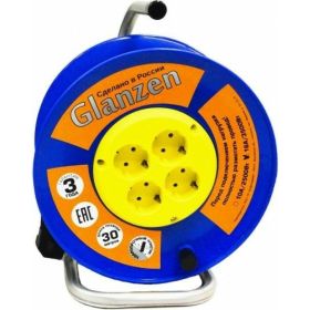 Силовой удлинитель на катушке Glanzen 4 гн. ПВС 3x1,5 арт. EB-30-019 00-00006729 (артикул 21241228) – фото 1
