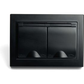 2-местная розетка STEKKER с заземлением, с крышкой, pst16-9015-03, 250В, 16а, серия эрна, черный, 49138 (артикул 26883086) – фото 1