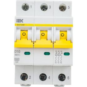 Автоматический выключатель IEK ВА47-60M 3Р 10А 6кА D MVA31-3-010-D (артикул 21319192) – фото 1