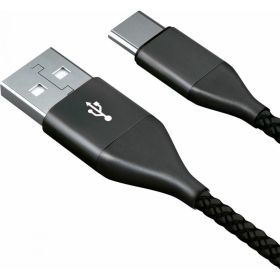 Дата-кабель AKAI Type C, 1м, 2,1А, нейлон, черный CE-464B (артикул 21357454) – фото 1