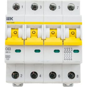 Автоматический выключатель IEK ВА47-60M 4Р 63А 6кА С MVA31-4-063-C (артикул 21320218) – фото 1