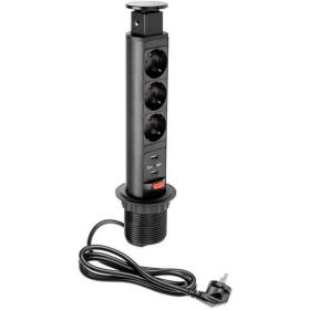 Выдвижная розетка Inrior выдвижной и встраиваемый блок розеток на 3 EURO розетки 2 USB-A RUFH-03-20 (артикул 20470438) – фото 1