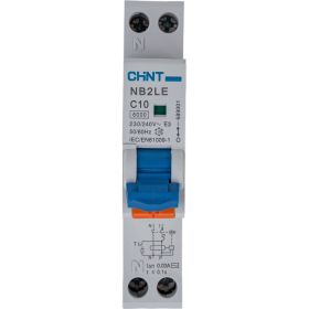 Дифференциальный автоматический выключатель CHINT, NB2LE, 1P+N, 10A, 30mA, 1 модуль, характеристика С, электронный тип, AС, 6kA 689001 (артикул 17520546) – фото 1