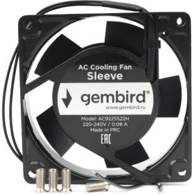 Вентилятор Gembird 92x92x25, AC, 220, втулка, 2 pin, провод 30 см, AC9225S22H (артикул 23709327) – фото 1