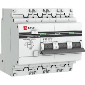 Дифференциальный автомат EKF PROxima АД-32, 3P+N, 25А/100мА, SQ DA32-25-100S-4P-pro (артикул 16126402) – фото 1