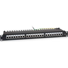 Патч-панель 19"" WRline WR-PL-24-C5E-SH-D (1U), 24 порта RJ-45 полностью экранированная, категория 5e, Dual IDC, цвет черный 505210 (артикул 26747198) – фото 1