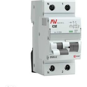 Дифференциальный автомат EKF AVERES DVA-6, 1P+N, 32А, C, 30мА, AC, 6кА, SQ rcbo6-1pn-32C-30-ac-av (артикул 16040728) – фото 1