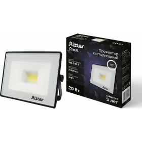 Светодиодный прожектор RITTER серия PROFI 230В 20 Вт 4000К 2000Лм IP65 черный 53415 4 (артикул 23833893) – фото 1